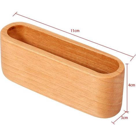 Porte-cartes de visite en bois avec compartiment pour cartes de visite et support pour bureau et comptoir (1/4)