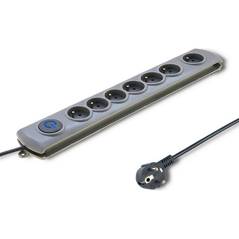 QOLTEC 50167 PROTECTION SURTENSION 8 SORTIE(S) CA 230 V 1,8 M GRIS - PROTECTIONS SURTENSIONS (8 SORTIE(S) CA, TYPE F, 230 V, 50
