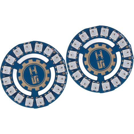 Lot de 2 cartes pour anneau lumineux LED, 16 LED RGB 5050, puce WS2812, carte de pilotage programmable pour anneau lumineux couleur (DIY). (1/5)