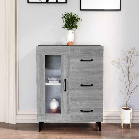 Buffet - Armoire de rangement Enfilade Sonoma gris 69,5x34x90 cm Bois d'ingénierie BV959078 - BonneVie (1/5)