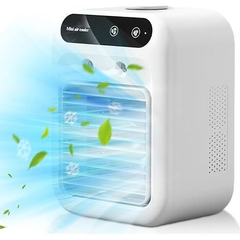 Climatiseur Portable Silencieux 500ml, 15° Oscillation, 2 Modes Brumisation, Rechargeable USB, Refroidisseur d'Air Évaporatif pour Maison Bureau (1/5)