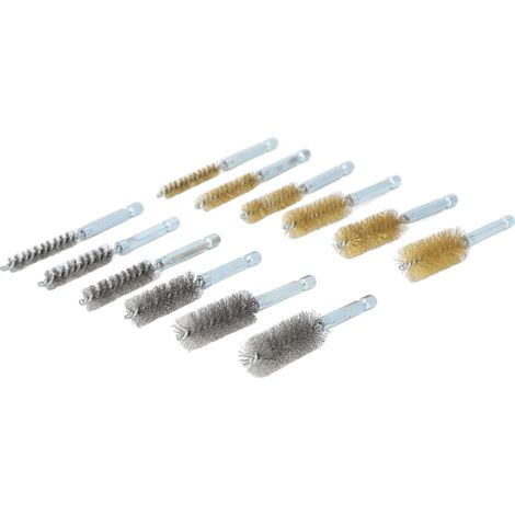 Lot de 12 brosses de nettoyage en laiton et acier à fil torsadé avec tige hexagonale de 6,35 mm (1/4 po) pour perceuse électrique (1/5)
