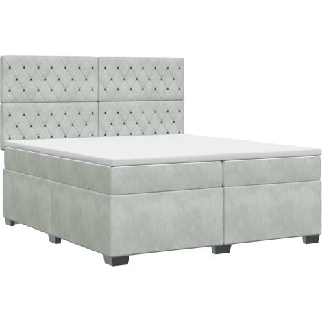 Maison Exclusive - Letto box spring con materasso Grigio Chiaro 200 x 200 cm (1/5)