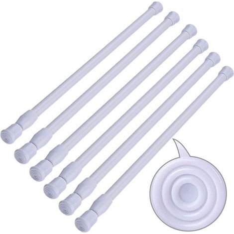 Lot de 6 Tringles Extensibles sans Perçage Tringles de Rideau pour Penderie Salle de Bains Cuisine (Blanche, 40-70cm) (1/4)