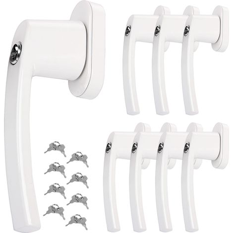 MONZANA® Poignée de fenêtre verrouillable à clés sécurité enfants poignée de sécurité pour fenêtre acier inoxydable  8x blanc