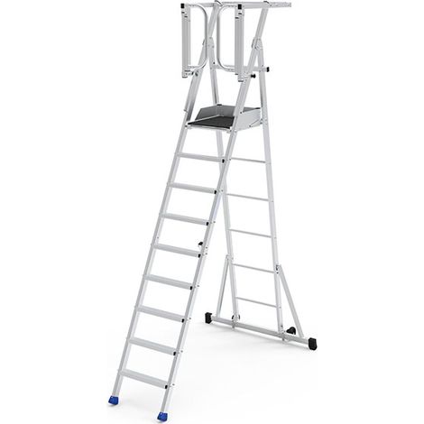 Scaletta pieghevole 9 gradini avec cancelletto - Altezza max di lavoro 4.25m - PIRL9RM-PS