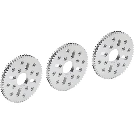 Jeu de 3 engrenages cylindriques à denture droite, 4 trous oblongs, 12 trous ronds, module 0,8, alésage central de 14 mm, épaisseur de 4 mm. 4312-0414-0062 (1/5)