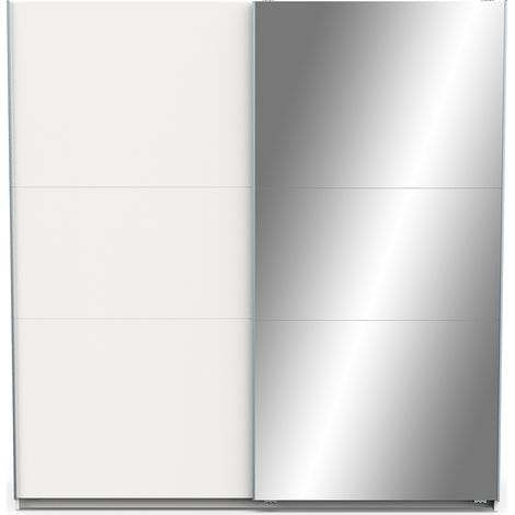 armadio 2 ante scorrevoli "ghost" con specchio bianco 194,4x59,9x203 cm (1/5)
