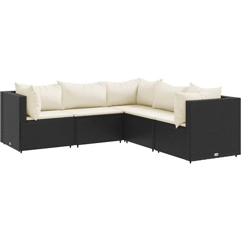 Maison Exclusive - 5-tlg. Garten-Lounge-Set mit Kissen Schwarz Po