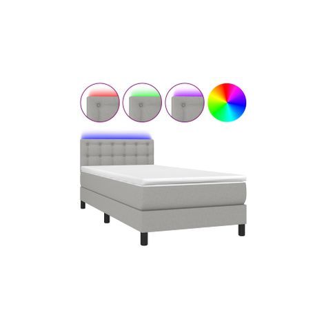 Sommier à lattes de lit avec matelas et LED Gris clair 80x200 (1/5)
