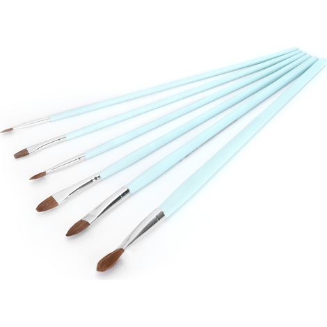 Lot de 6 pinceaux en poils de loup bleus à manche long pour peinture à l'huile, acrylique, gouache, aquarelle, loisirs créatifs et maquillage artistique (YJP007) (1/5)