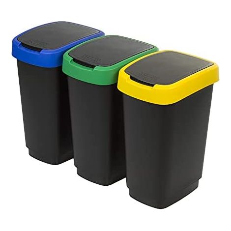 Rotho Twist 3 x 25 L Set di 3 cestini per Raccolta differenziata Coperchi Colorati