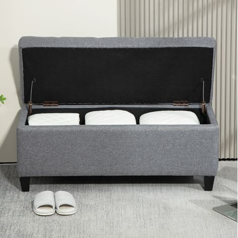 Asiento salón con almacenamiento tapizado gris claro OKMYHOME (1/3)
