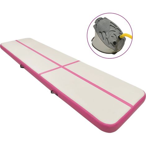 Tapis gonflable de gymnastique avec pompe Tapis d'Entraînement 600x100x20cm PVC Rose BZTE225314 (1/5)