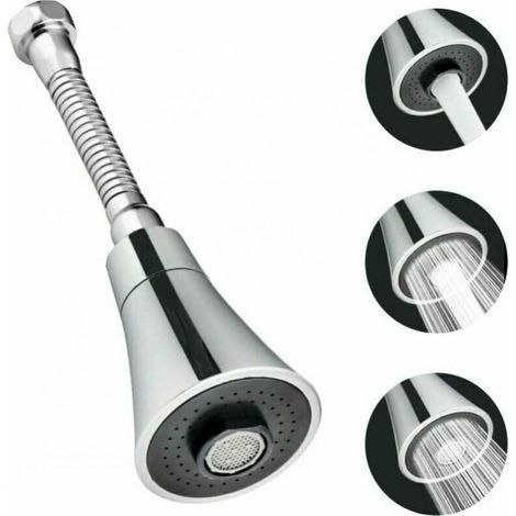 Stainless Steel + ABS Kitchen Faucet Head 19cm Kitchen Faucet Sprayer 360° Rotatable Water Saving Strainer Anti-Splash 3 Modes for Kitchen Bathroom Kitchen (1/4)