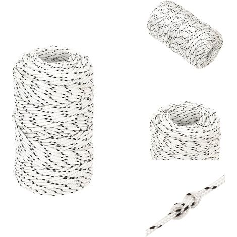 Corde de bateau tressé Blanc 2 mmx250 m Polyester - Corde Marine - Corde Polyester - Corde Tressée - Ligne De Gréement - Écoute Principale (1/5)