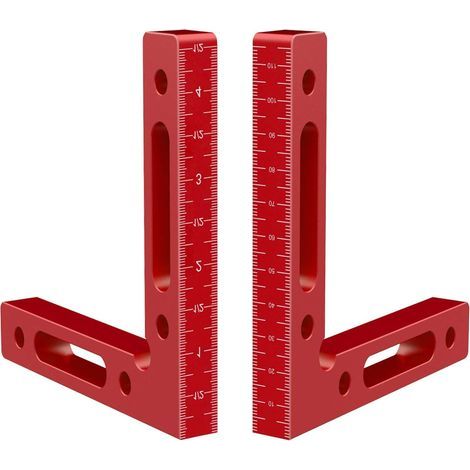 2 piezas de escuadra de posicionamiento de aluminio de 90 grados, 12 cm x 12 cm, clip de ángulo recto para carpintería, herramientas de carpintería para marcos de fotos, ensamblaje de escuadra para ga (1/5)
