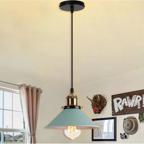 U-Do Suspension Luminaire illuminé Vintage Lustre Cage en Métal Vert 22cm Lampe Exquise pour Salon Couloir Entrée (1/4)