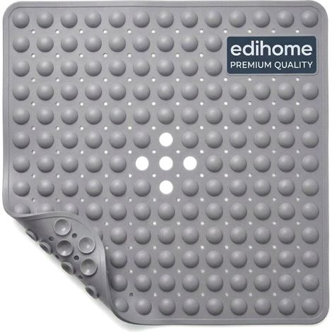 Tapis Baignoire Antidérapant, 53x53 cm, Tapis Douche, Bulles avec Ventouses sans BPA, Antibactérien, Résistant à la Moisissure, Lavable en Machine, Sécurité Familiale (Gris Clair, 53x53 cm) (1/5)