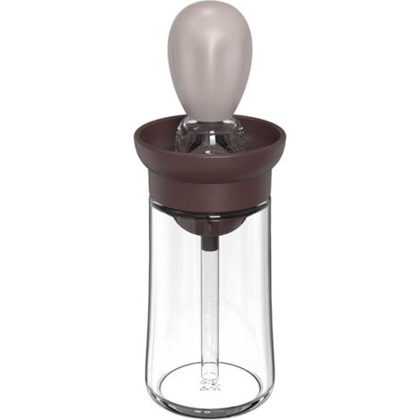 Bouteille À Huile Avec Brosse En Silicone - Contenant En Verre Et Silicone - Pour Cuisine Barbecue Boulangerie Extérieur - 1 Pièce (1/5)