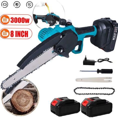 Tronçonneuse sans fil 8 pouces – Mini scie électrique batterie jardin bois (1/5)