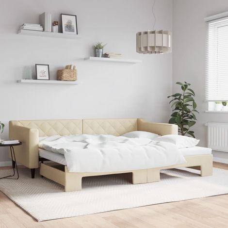 Sofá cama nido tela crema 90x200 cm vidaXL