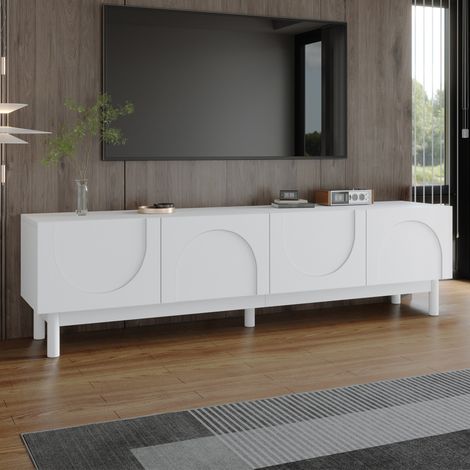 Mobile TV 169x34x45,5 cm bianco in MDF e pannelli truciolari con 4 ante (1/5)