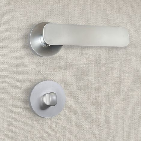 Poignée de porte design à condamnation finition aspect chrome mat Eva - KATCHMEE