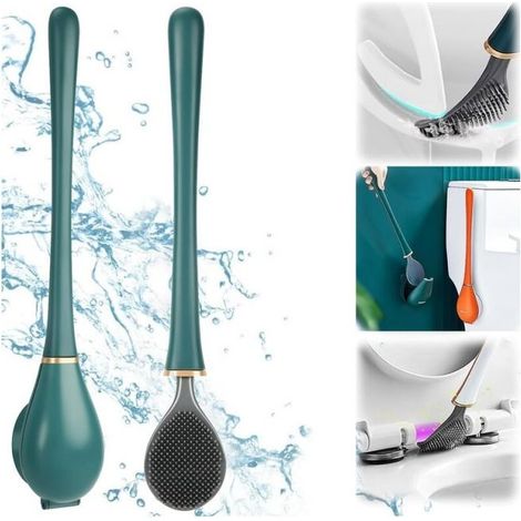 Flexible silicone toilet brush – Wall-mounted, no drilling required – Quick-drying – Flexible head for deep cleaning (1/5)