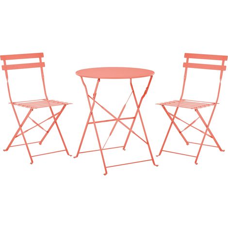 Bistro Set klappbar FIORI Metall Korallenrot (1/5)