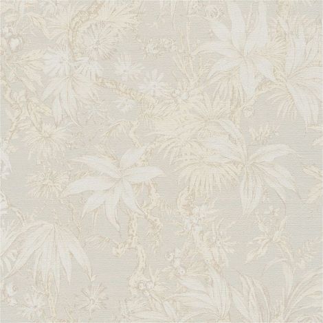 Exclusive luxury wallpaper wall Profhome 790471 hot embossed non-woven wallpaper slightly textured with floral ornaments shimmering cream oyster white grey beige 5,33 m2 (1/5)