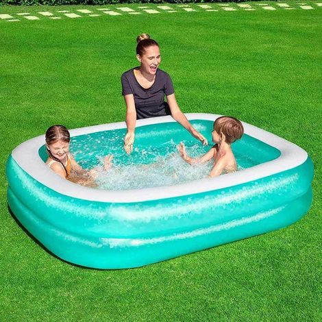 Trade Shop - Inflatable Pool im Freien 2 Rechteckringe 201 x 150 x 51 cm Garten -