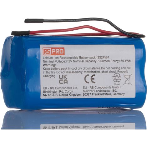 Bloc batterie rechargeable RS PRO 7.2V Lithium-Ion 7Ah 18650 x 4 ( Prix pour 1 )