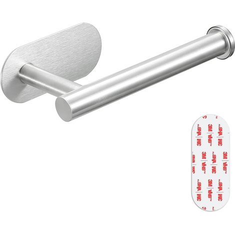 BEBUSINGOTO Portarrollos de papel higiénico autoadhesivo de pared para baño, moderno, de níquel cepillado, de acero inoxidable 304, para inodoro, caravana (paquete plateado - 1 unidad) (1/2)