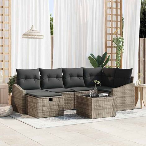 Teenpull – Sofa Set mit Kissen mit Speicher Grau Poly-Rattan (1/5)