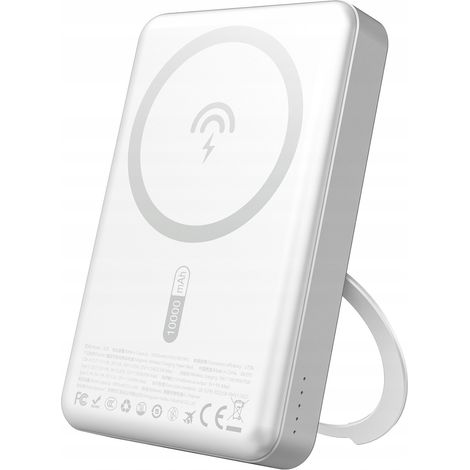 Powerbank K28 de 10000 mAh con MagSafe, carcasa metálica y soporte PD de 22,5 W - Plateado (1/5)