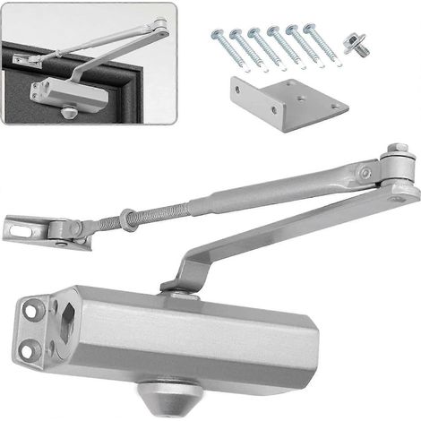 Ferme-porte hydraulique automatique avec butée, ferme-porte à ressort réglable, amortisseur de fermeture pour portes de 25 à 45 kg, usage commercial et résidentiel, avec fonction vidéo. (1/5)