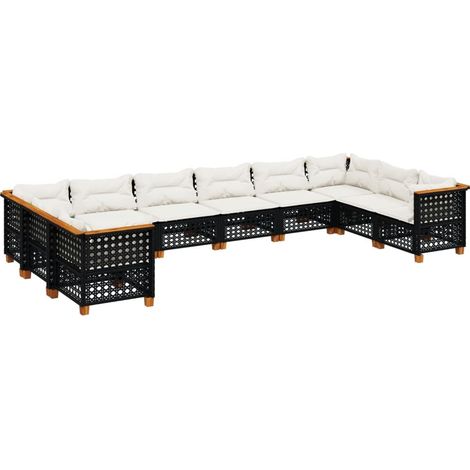 vidaXL Set Divani da Giardino 10pz con Cuscini in Polyrattan Nero (1/5)