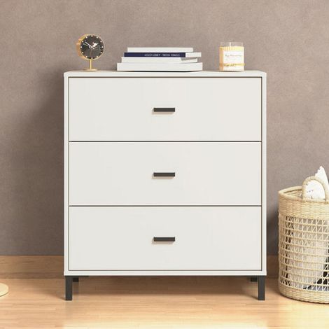Cassettiera Portio, 3 Cassetti, Apertura Scorrevole, Chiusura Scorrevole, 80x40x90h cm Bianco (1/5)