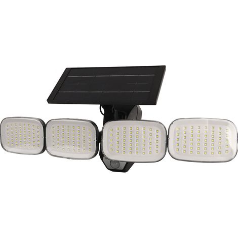 Solar-Außenleuchten mit Bewegungsmelder, 4 Leuchtenköpfe, 800 lm, 6500 K, 360°-Weitwinkelbeleuchtung, IP65 wasserdicht, 240 COB (1/5)