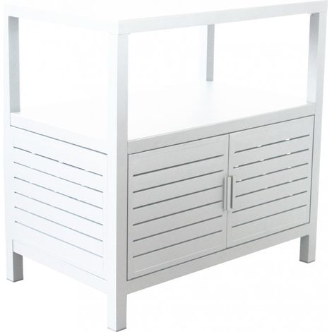 Modulo piano cucina da esterno "Trinidad" struttura in alluminio con 2 ante 2 ripiani 90 cm -Bianco (1/5)