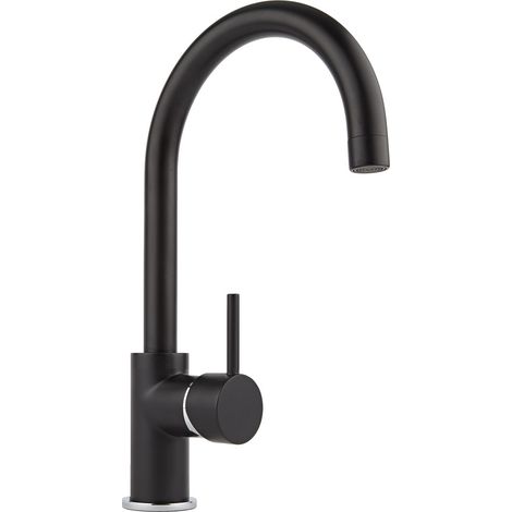 Milano Nero Mono Kitchen Sink Mixer Tap with Swivel Spout and Lever Handle - Black