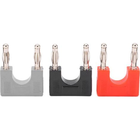 1 Set Connecteur Banane U38 4mm Double Rangée en Cuivre Nickelé, Prise Banane Rouge Noir Gris pour Câbles (1/5)