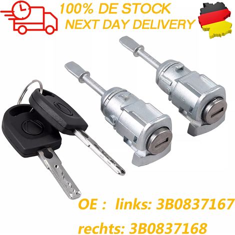 Cylindre De Serrure - Pour Porte Avant Volkswagen Passat B5 Et Lupo - Années 1996 À 2005 - Gauche Et Droite - Lot De 2 (1/5)