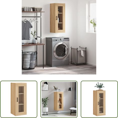 Holzschrank -  Wandschrank Sonoma-Eiche 34,5x34x90 cm (1/5)