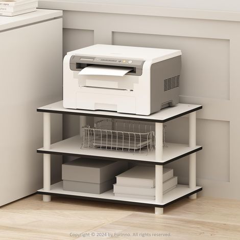 Support d'imprimante avec Rangement, Support à 3 Niveaux sous Bureau, Table pour imprimante, unité Centrale et Fournitures, Bureau à Domicile, Blanc (1/5)