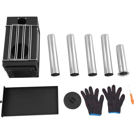 Poêle à bois, tuyau de cheminée en 5 sections, portable et durable, noir (1/2)