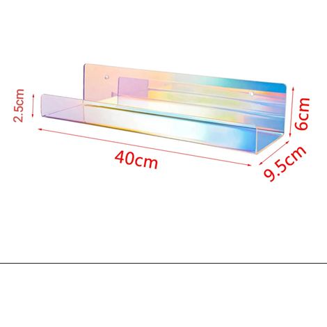 Étagère murale en acrylique coloré (40 x 9,5 x 6 cm) pour rangement et présentation, étagère flottante pour livres, salon, salle de bain, chambre, cuisine (1/5)
