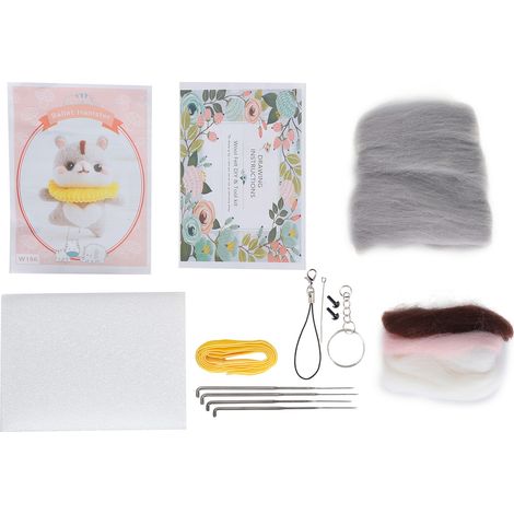 Needle Felting Kit Wool Chemical Fiber DIY Animal HandMade Toy Arts Crafts for Beginner(186 Ballet Hamster ) (1/5)