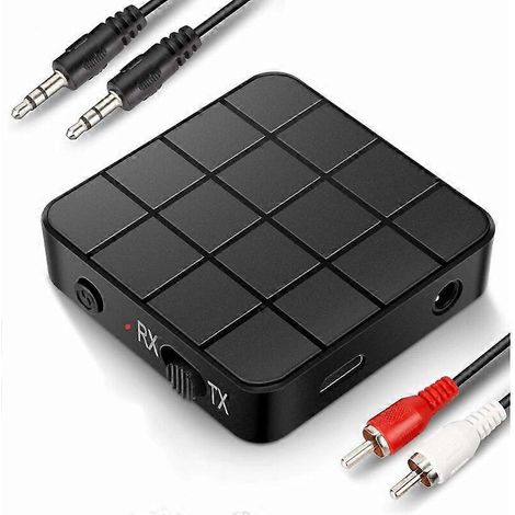 Adaptateur Bluetooth, émetteur-récepteur Bluetooth 5.0, mini adaptateur portable 2 en 1 RCA et 3,5 mm compatible avec un son HD à faible latence pour PC, TV, etc. (1/5)